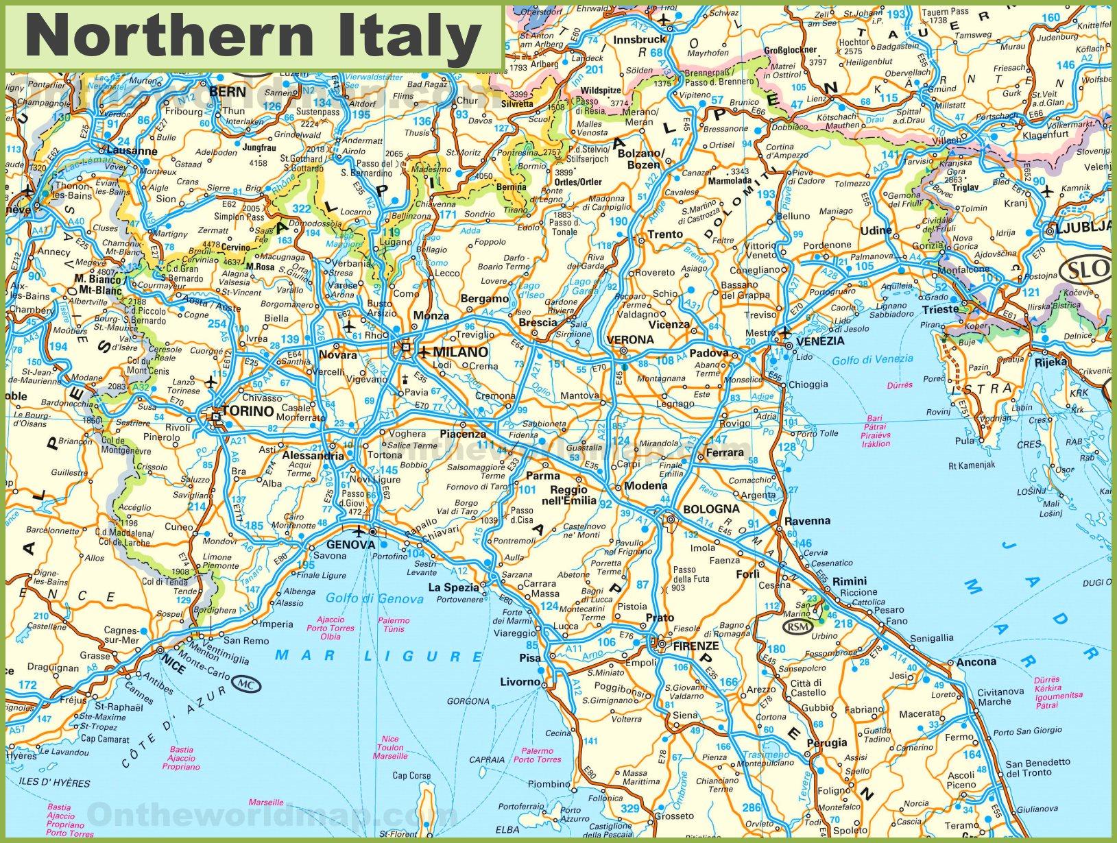 Kuzey İtalya yol haritası - beni (Güney Avrupa - Türkiye ...